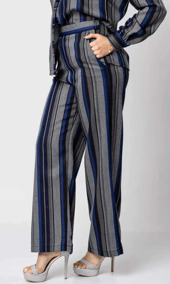 Pantalone a righe donna palazzo elegante vita alta