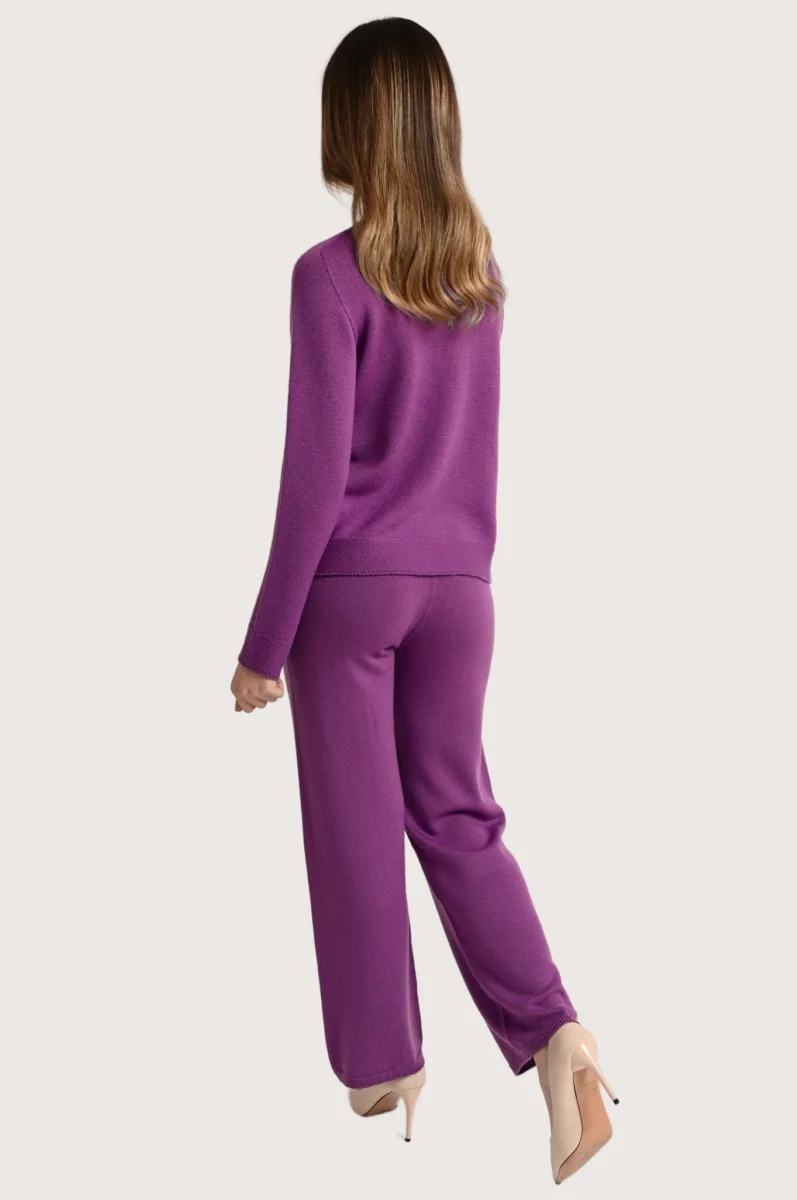 Pantalone in lana da donna elegante colore viola - immagine 6