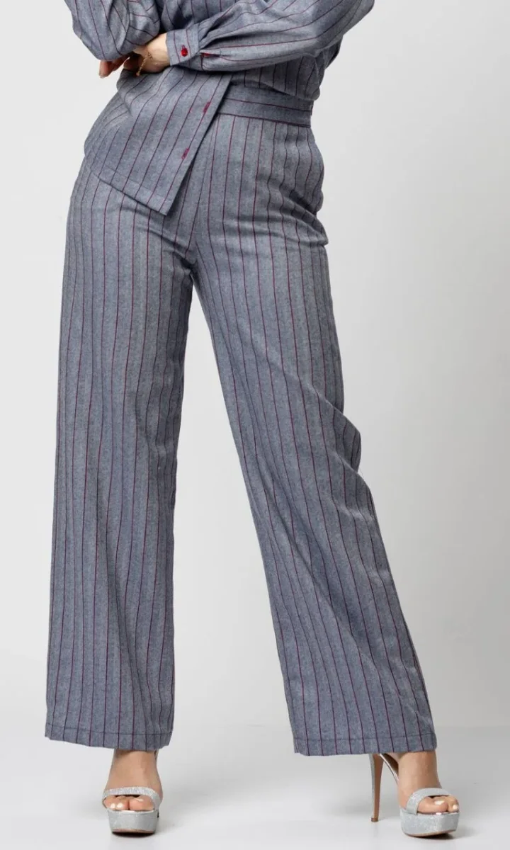 Pantalone a righe donna palazzo elegante a vita alta