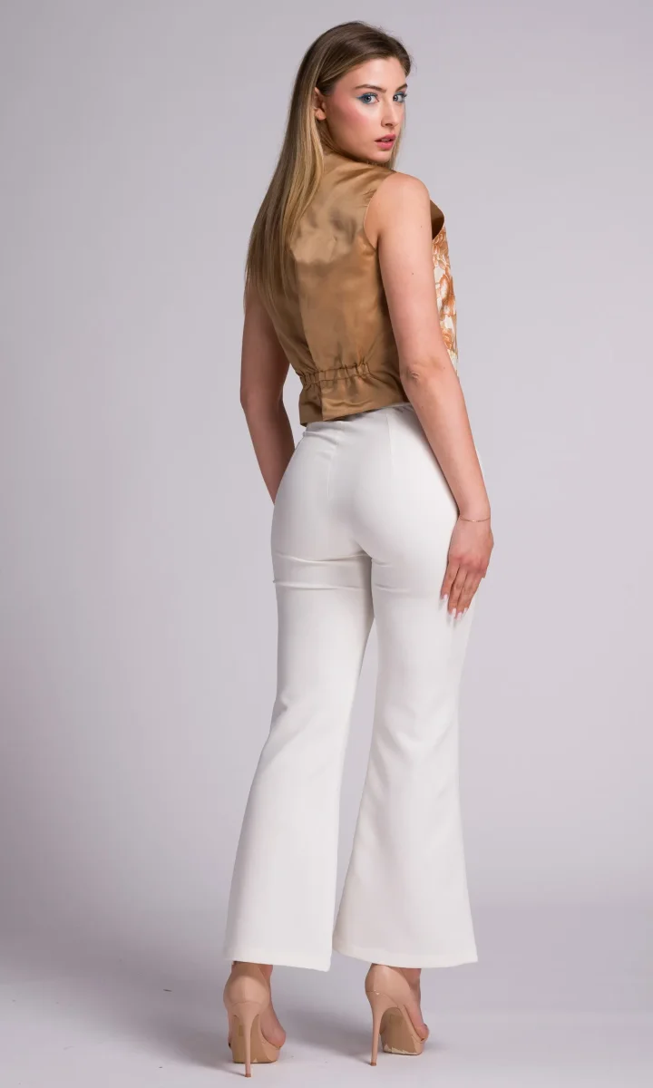 Pantalone sartoriale donna elegante a zampa bianco - immagine 5