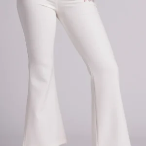 Pantalone sartoriale donna elegante a zampa bianco