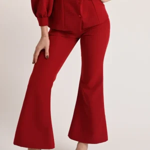 Pantaloni rossi donna flare eleganti