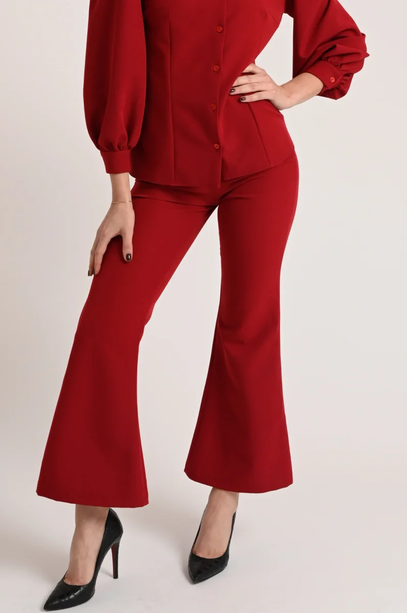 Pantaloni rossi donna flare eleganti