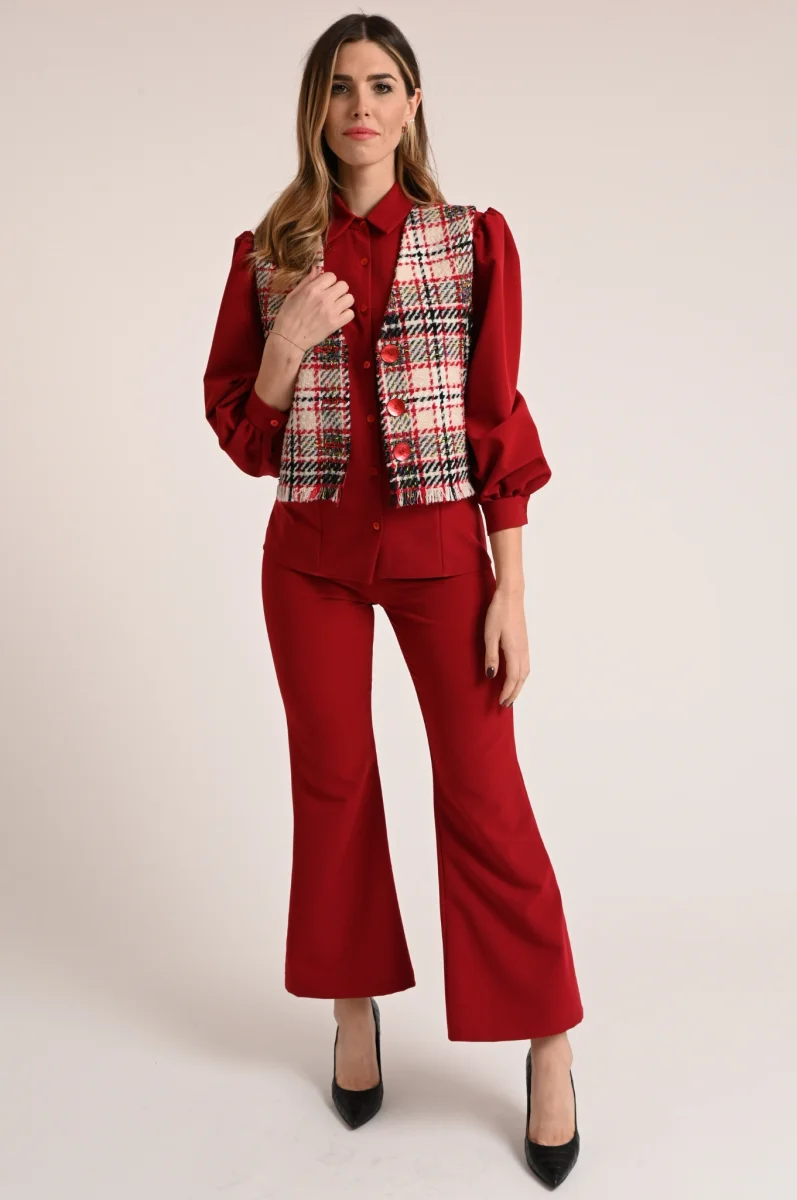 Pantaloni rossi donna flare eleganti - immagine 3