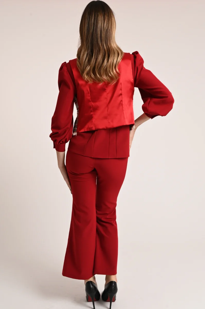 Pantaloni rossi donna flare eleganti - immagine 5