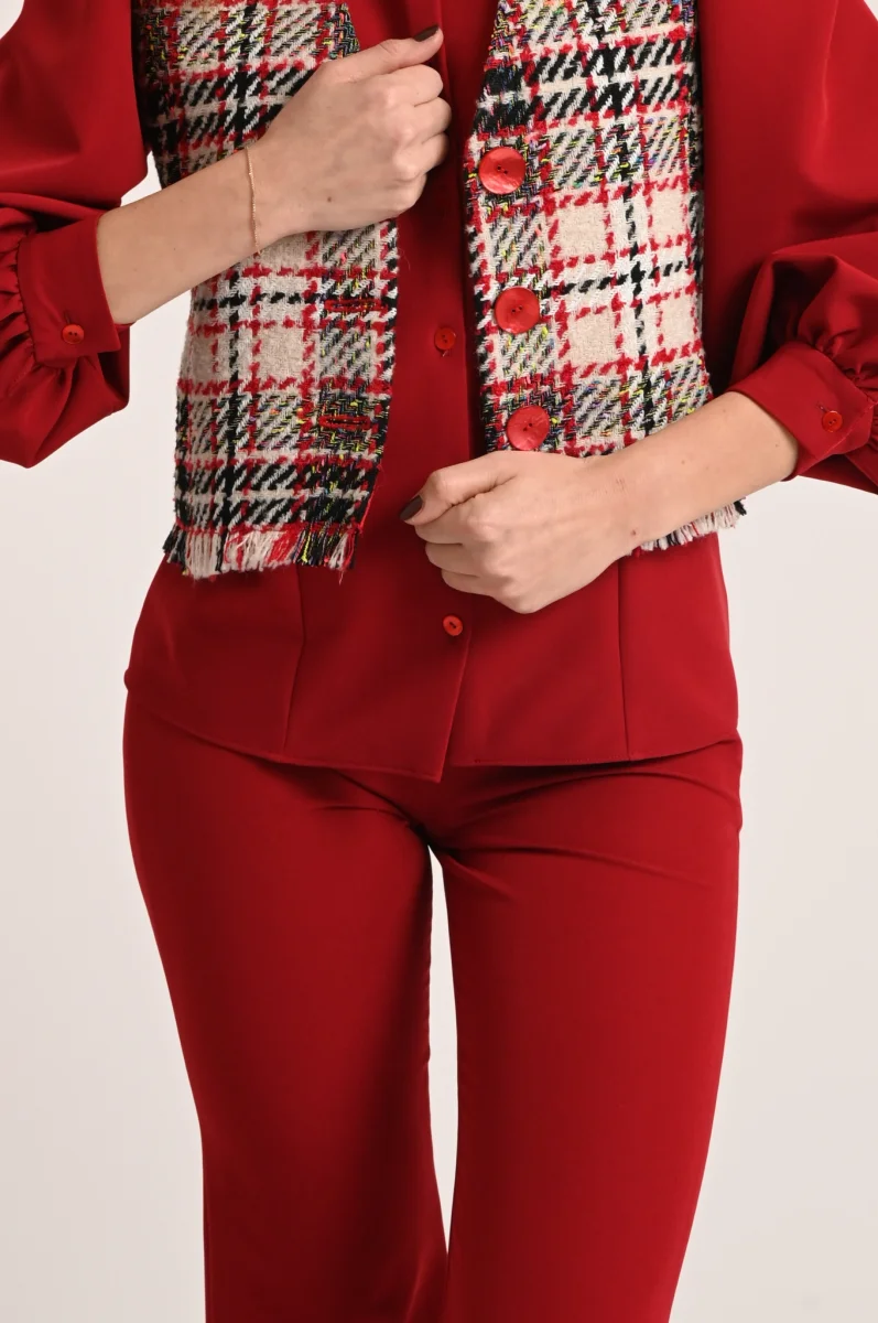 Pantaloni rossi donna flare eleganti - immagine 4