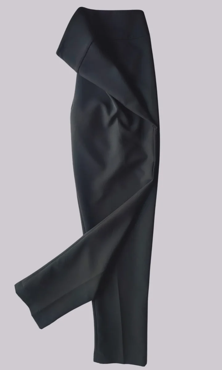 Pantaloni skinny eleganti da donna neri con pinces vita alta - immagine 3