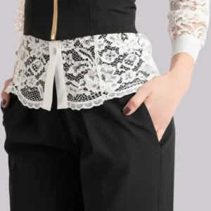 Pantaloni skinny eleganti da donna neri con pinces vita alta