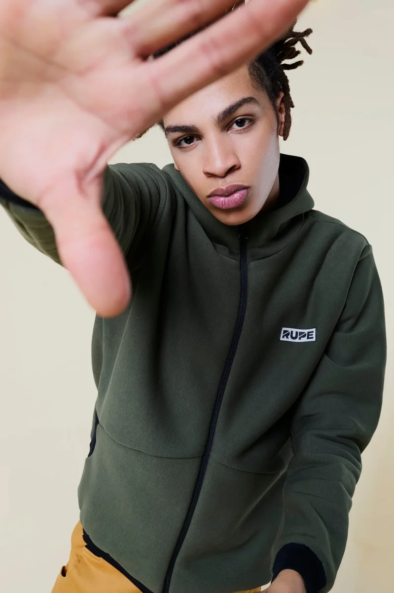 Felpa zip con Cappuccio - Unisex - Verde Militare - immagine 2