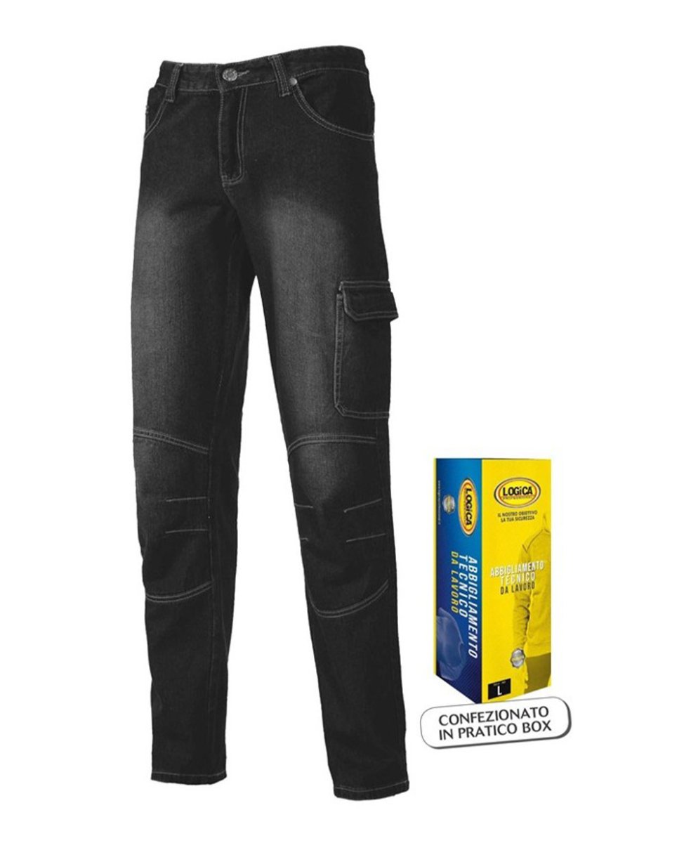 Jeans stretch nero con tasca - immagine 2