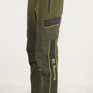 Pantalone da caccia elasticizzato con profili verde alta visibilità RS Hunting T120