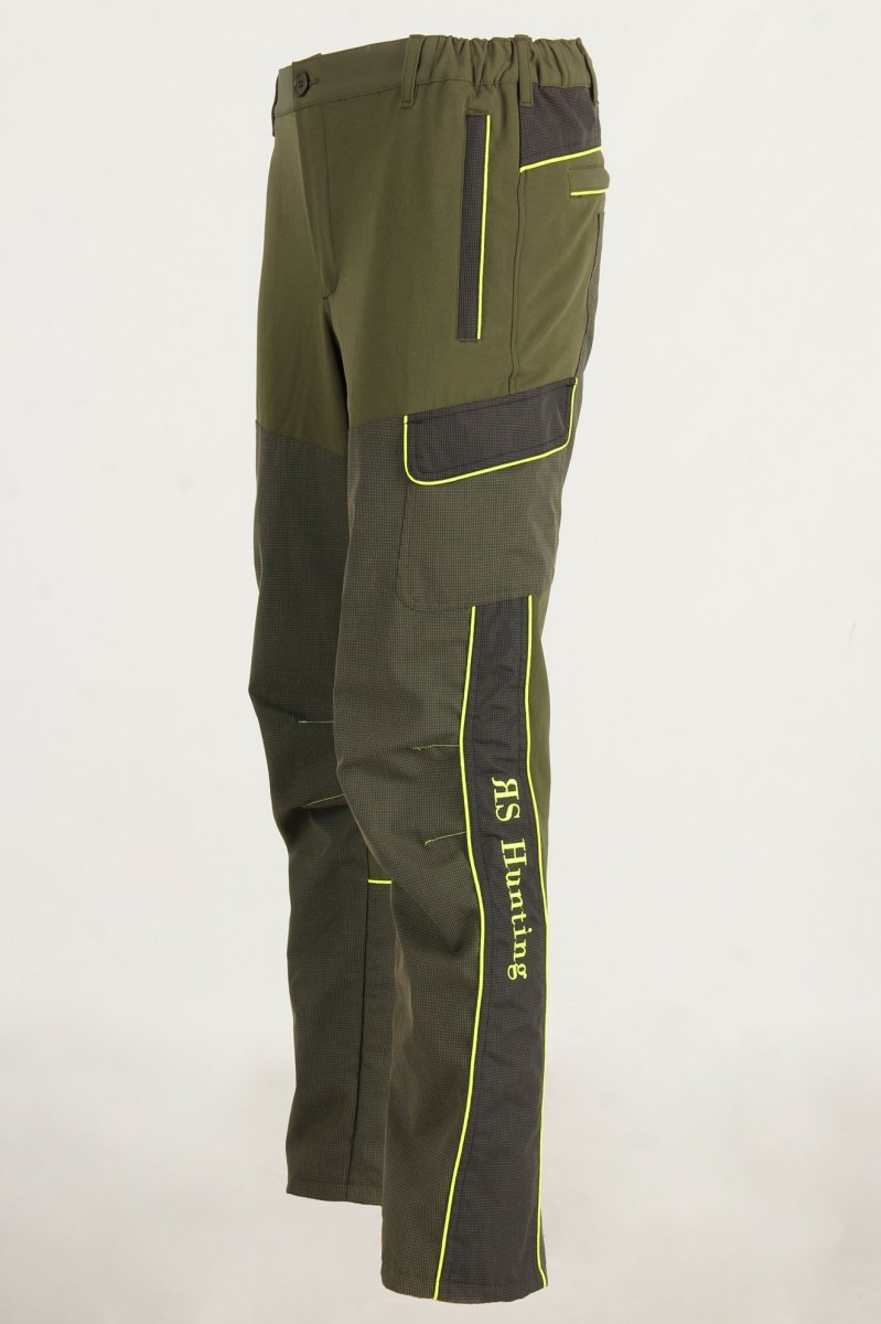 Pantalone da caccia elasticizzato con profili verde alta visibilità RS Hunting T120 - immagine 2