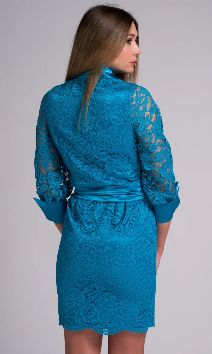 Tubino in pizzo macramè elegante ottanio - immagine 6