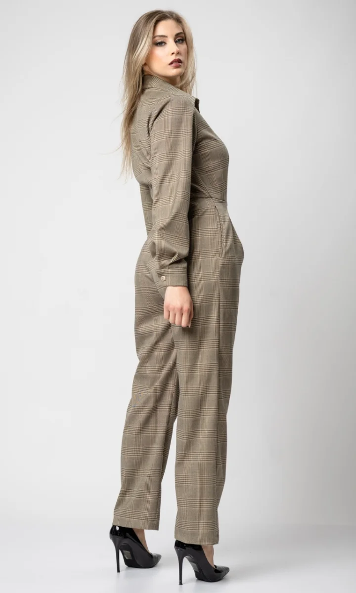Tuta intera donna elegante in lana principe di galles - immagine 3