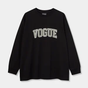『VOGUE』カレッジロゴ ロングTシャツ ブラック×グレー