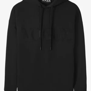 VOGUE Hoodie Black Tonal Embroidered Logo