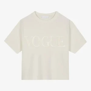 VOGUE T-Shirt Light Cream Embroidered Logo