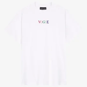 VOGUE T-Shirt White Small Embroidered Rainbow Logo