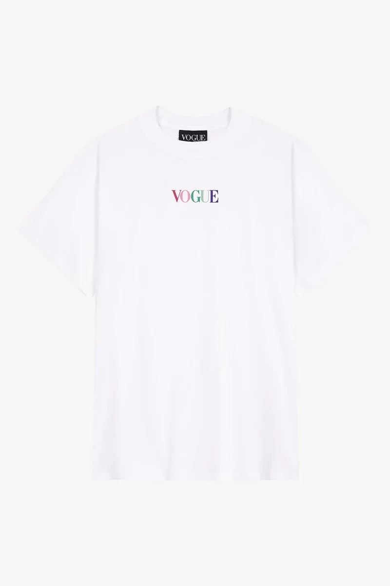 VOGUE T-Shirt White Small Embroidered Rainbow Logo - immagine 2