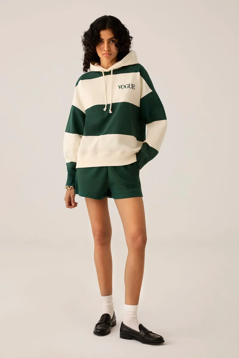 VOGUE Oversized Hoodie Dark Green Bold Stripes - immagine 6