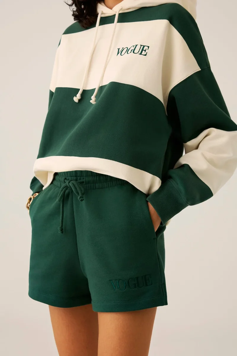 VOGUE Oversized Hoodie Dark Green Bold Stripes - immagine 5