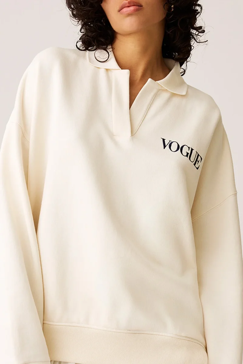 VOGUE Polo Sweatshirt Cream Embroidered Logo - immagine 4
