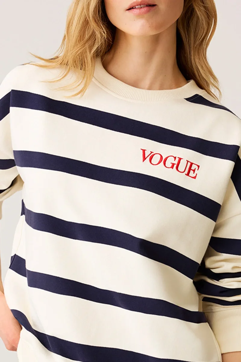 VOGUE Sweatshirt Striped Navy Embroidered Logo - immagine 5
