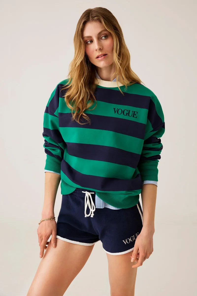 VOGUE Terry Shorts Navy Embroidered Logo - immagine 5