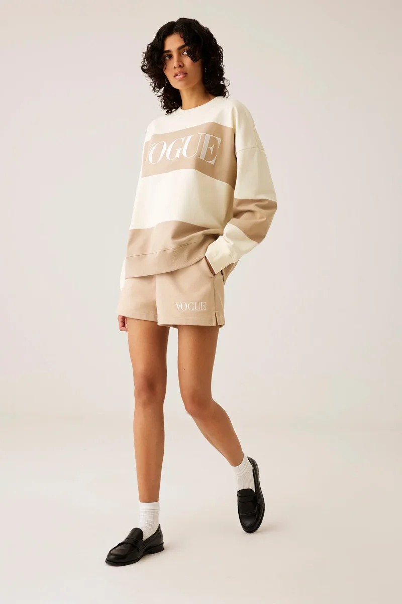 VOGUE Sweatshirt Beige Bold Stripes - immagine 5