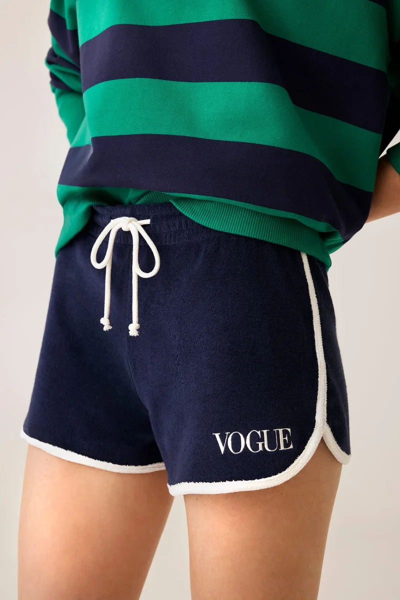 VOGUE Terry Shorts Navy Embroidered Logo - immagine 4