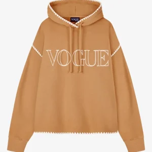 VOGUE Hoodie Camel Embroidered Logo