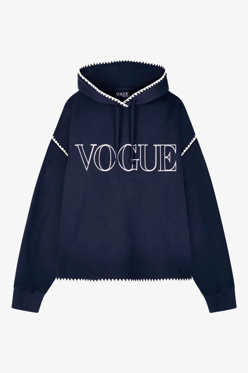 VOGUE Hoodie Midnight Blue Embroidered Logo - immagine 2