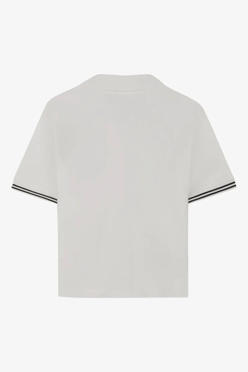 VOGUE Polo Shirt Ivory Embroidered Black Logo - immagine 7