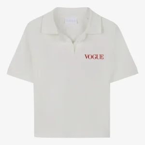 VOGUE Polo Shirt Ivory Embroidered Logo