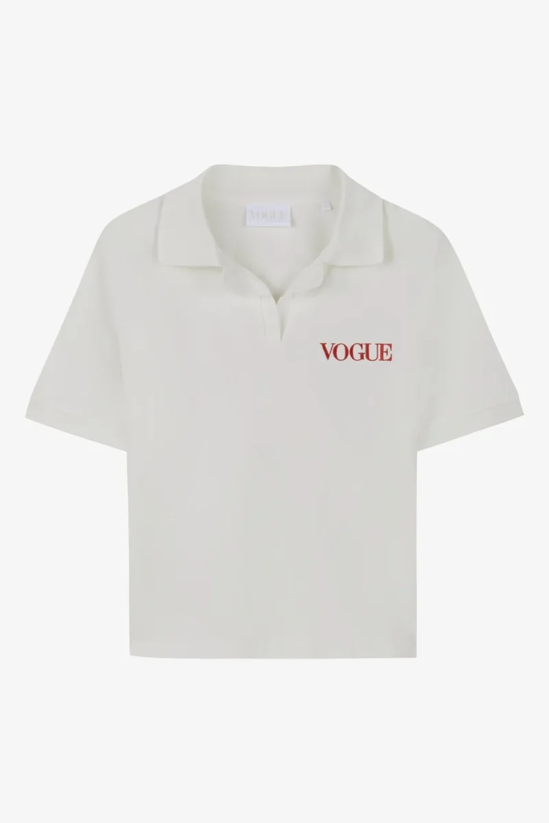VOGUE Polo Shirt Ivory Embroidered Logo