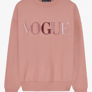 VOGUE Sweatshirt Ash Rose Embroidered Colorful Logo