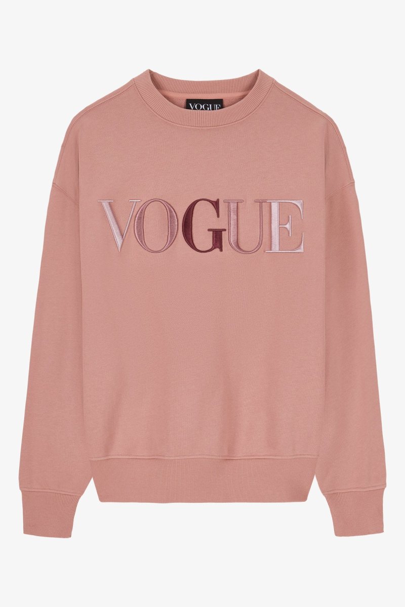 VOGUE Sweatshirt Ash Rose Embroidered Colorful Logo
