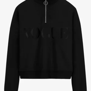 VOGUE Sweatshirt Halfzip Black Embroidered Logo