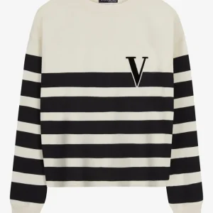 VOGUE Cream Striped Sweatshirt Black Velvet Patch