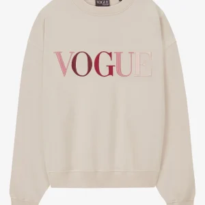 VOGUE Sweatshirt Ecru Embroidered Colorful Logo