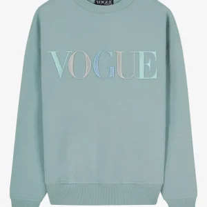 VOGUE Sweatshirt Ice Blue Colorful Embroidered Logo