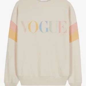 VOGUE Sweatshirt Ivory Embroidered Colorful Logo