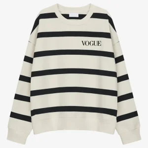 VOGUE Sweatshirt Black Striped Embroidered Logo