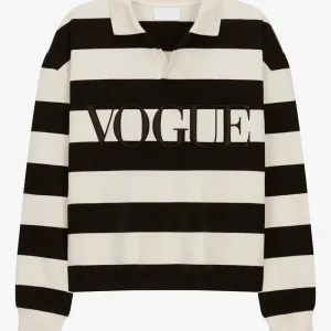 VOGUE Polo Sweatshirt Cream and Black Stripes
