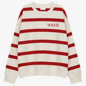 VOGUE Sweatshirt Red Striped Embroidered Logo