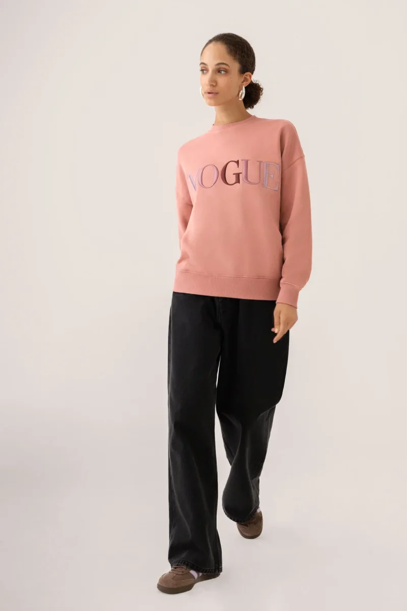 VOGUE Sweatshirt Ash Rose Embroidered Colorful Logo - immagine 7