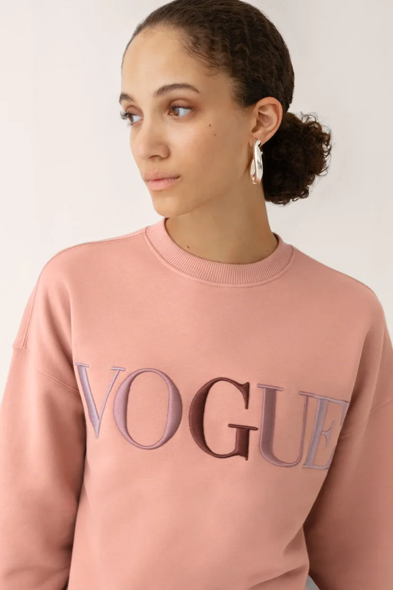 VOGUE Sweatshirt Ash Rose Embroidered Colorful Logo - immagine 5