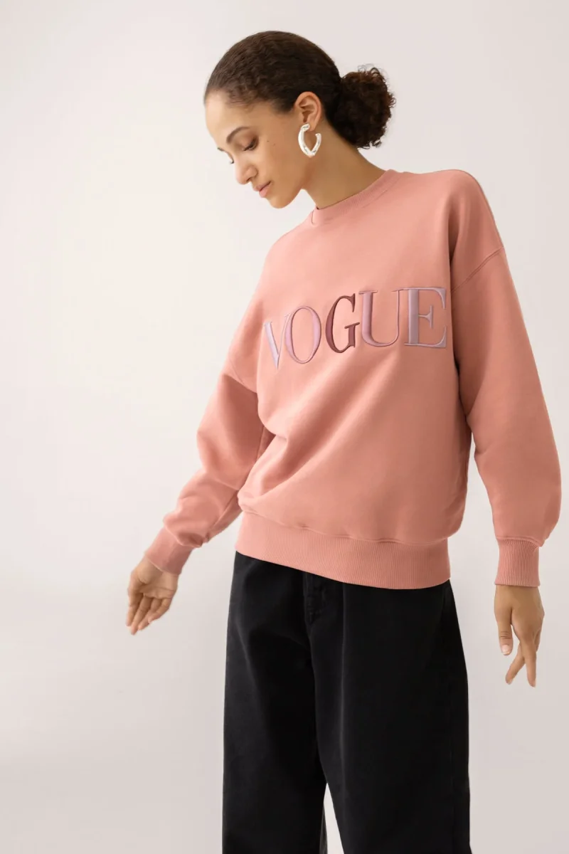 VOGUE Sweatshirt Ash Rose Embroidered Colorful Logo - immagine 6
