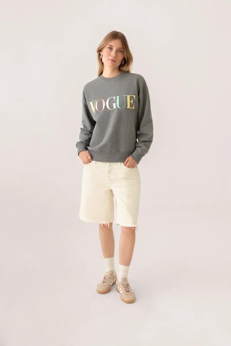 VOGUE Sweatshirt Gray Embroidered Colorful Logo - immagine 5