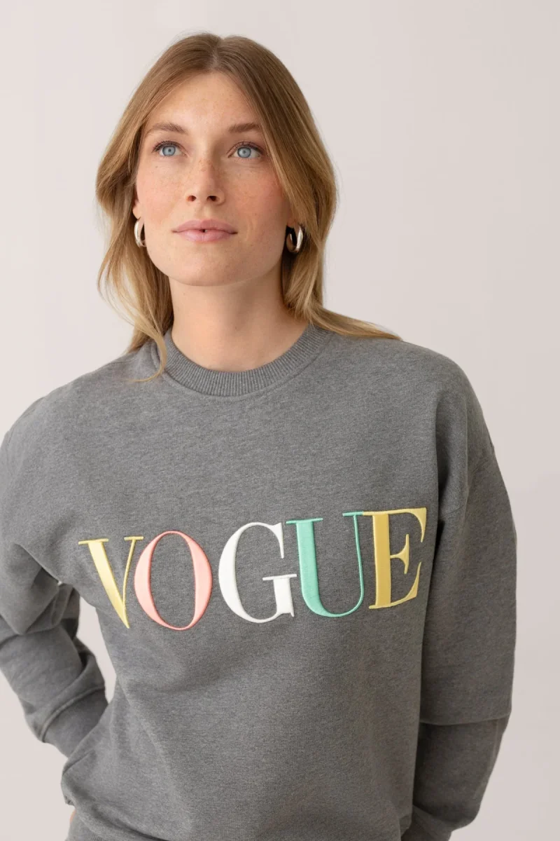VOGUE Sweatshirt Gray Embroidered Colorful Logo - immagine 3